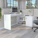 TUHOME Axis Modern L-Shaped Computer Desk with Open & Closed Storage Thumbnail - 1