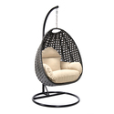 HomeStock Southwestern Style Charcoal Wicker Hanging Egg Swing Chair Thumbnail - 1
