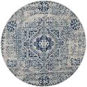Contemporary Round Area Rug Ivory/Blue Polypropylene Construction 6' - 7 x 6' - 7 - Safavieh Thumbnail - 1