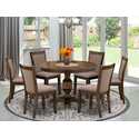 Dining Set - Pedestal Table and 6 Parsons Chairs Thumbnail - 1