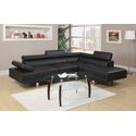 Poundex Furniture 2 Piece Faux Leather Sectional Sofa Set in Black Thumbnail - 1