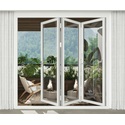 96" x 96" 3 Panels Aluminum Folding Doors In White, Folded Out From Right To Left Thumbnail - 1