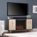 SEI Electric Fireplace with Carved Details - Freestanding Media Center, Gray Thumbnail - 1