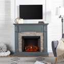 SEI Seneca Electric Media Fireplace ? Gray w/Weathered Stacked Stone Thumbnail - 1
