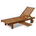 Furinno Tioman Outdoor Hardwood Sun Lounger with Tray, Natural Thumbnail - 1