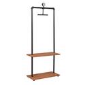 Furinno Wyatt Industrial Style Garment Rack with Wood Shelves, Antique Espresso Thumbnail - 1