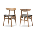 Baxton Studio Edna Mid-Century Modern French Faux Leather And Wood Dining Chair Thumbnail - 1