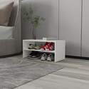 FM FURNITURE Shoe Rack, 2 Open Shelves, Low Horizontal Design, Freestanding Unit, Bedroom Use, White Thumbnail - 1