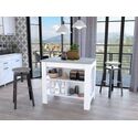 FM FURNITURE Brooklyn Kitchen Island, Three Concealed Shelves Thumbnail - 1