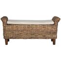 Woven Mango Wood Accent Bench Brown Upholstery - Safavieh Thumbnail - 1