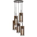 Cal Lighting Five Light Hanging Wooden Pendants With Clear Glas Thumbnail - 1
