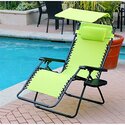 Zero Gravity Chair with Sunshade and Drink Tray - Oversized - Lime Green - Jeco Thumbnail - 1