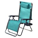 Set of 2 Jeco Oversized Zero Gravity Folding Chair with Sunshade and Drink Tray - Green Thumbnail - 1
