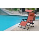 Zero Gravity Outdoor Chair with Sunshade and Drink Tray, Olefin Fabric, Mocha Finish Thumbnail - 1