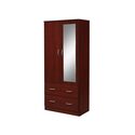2-Door Armoire with 2-Drawers and Clothing Rod plus Mirror, Mahogany by Hodedah Thumbnail - 1