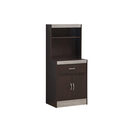 Hodedah 54" Tall Open Shelves, 1-Drawer and Bottom Enclosed Storage Kitchen Cabinet in Chocolate-Grey Thumbnail - 1