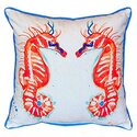 Large Outdoor Indoor Horses Pillow 18x18 Coral Sea Design - Betsy Drake Interiors Thumbnail - 1