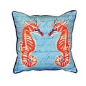 Coral Sea Horses Blue Large Indoor/Outdoor Pillow 18x18 Thumbnail - 1