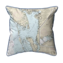 Nautical Map Large Corded Indoor Outdoor Pillow, Machine Washable, Made in USA Thumbnail - 1