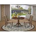Kitchen Dining Room Set Mahogany Pedestal Table 2 Sable Linen Chairs Thumbnail - 1