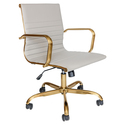 LeisureMod Harris Leatherette Office Chair With Gold Frame Thumbnail - 1