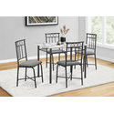White Marble Laminate Dining Table Set Modern Small Rectangular Thumbnail - 1