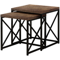 Nesting Tables Set of 2 Side End Metal Contemporary Modern Brown Black Thumbnail - 1