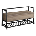 Monarch Specialties Bench, Entryway, Hallway, Storage, 42" Rectangular, Metal, Laminate, Brown, Black, Contemporary, Modern Thumbnail - 1