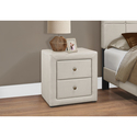 Monarch Specialties Bedroom Accent, Nightstand, End, Side, Lamp, Storage Drawer, Bedroom, Upholstered, Linen Look, Beige, Transitional Thumbnail - 1