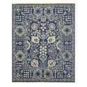 EORC Blue Hand Knotted Wool Traditional Suzani Rug, 6' x 9' Thumbnail - 1