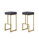 Best Master Furniture Dorrington Faux Leather Backless Bar Stool in Gray/Gold (Set of 2) Thumbnail - 1
