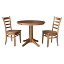 International Concepts 36" Round Extension Dining Table with 2 Chairs Thumbnail - 1