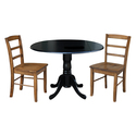 International Concepts 42 in. Dual Drop Leaf Table with 2 Ladder Back Dining Chairs - 3 Piece Dining Set Thumbnail - 1