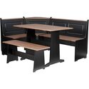 Black Breakfast Nook Set with Pecan Finish - Linon Thumbnail - 1