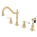 Brass Widespread Kitchen Faucet with Brass Sprayer and Polished Finish - Kingston Brass Thumbnail - 1
