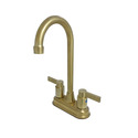 Contemporary Brass Centerset Bar Faucet with Brushed Brass Finish 4 - Inch Spout Reach - Kingston Brass Thumbnail - 1