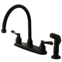 Kingston Brass KB8795NFLSP NuWave French 8" Centerset Kitchen Faucet with Twin Lever Handle & Matching Sprayer Thumbnail - 1