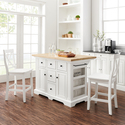 Crosley Julia Wood Top Island W/X-Back Stools White/White - Island & 2 Stools Thumbnail - 1