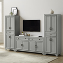 Crosley Tara 3Pc Entertainment Set Distressed Gray - Sideboard & 2 Pantries Thumbnail - 1