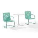 Crosley Azalea 3-Piece Retro Outdoor Bistro Set Aqua Gloss/White Satin ...