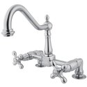 Double Handle Bridge Deck Mount Kitchen Faucet - Solid Brass Construction 8 Spout - Kingston Brass Thumbnail - 1