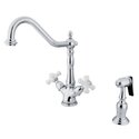 Kingston Brass Heritage Double Handle Kitchen Faucet With Side Sprayer Thumbnail - 1