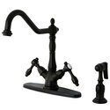 Oil Rubbed Bronze Deck Mount Kitchen Faucet with Brass Sprayer - Kingston Brass Thumbnail - 1