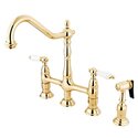 8 Deck Mount Double Handle Kitchen Faucet w/Side Sprayer & Low Arc Spout - Kingston Brass Thumbnail - 1