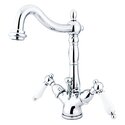 Kingston Brass Heritage Two Handle Mono Deck Lavatory Faucet with Brass Pop-up & Optional Deck Plate Thumbnail - 1