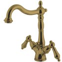 Two Handle Brass Lavatory Faucet Polished Brass Single Hole Ceramic Disk Valve - Kingston Brass Thumbnail - 1
