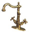 Heritage Two Handle Mono Deck Lavatory Faucet Brass Pop - up & Deck Plate - Kingston Brass Thumbnail - 1
