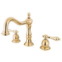 Polished Brass Widespread Lavatory Faucet with Metal Handles - Kingston Brass Thumbnail - 1