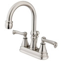 Deck Mount Two Handle Lavatory Faucet Brushed Nickel Centerset 4 Inch - Kingston Brass Thumbnail - 1