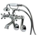 Polished Chrome Tub Mount Filler Faucet with Hand Shower & Adjustable Elbows - Kingston Brass Thumbnail - 1